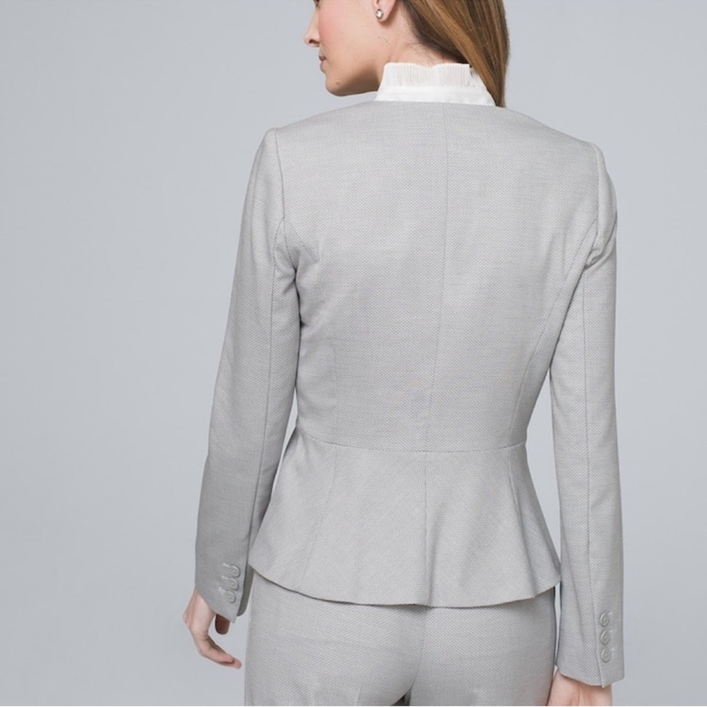 WHBM Gray Herringbone One Button Jacket Blazer Size 8 - Picture 2 of 7